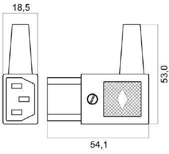 PRESA TRIPOLARE A 90 G/CAVO LATERAL