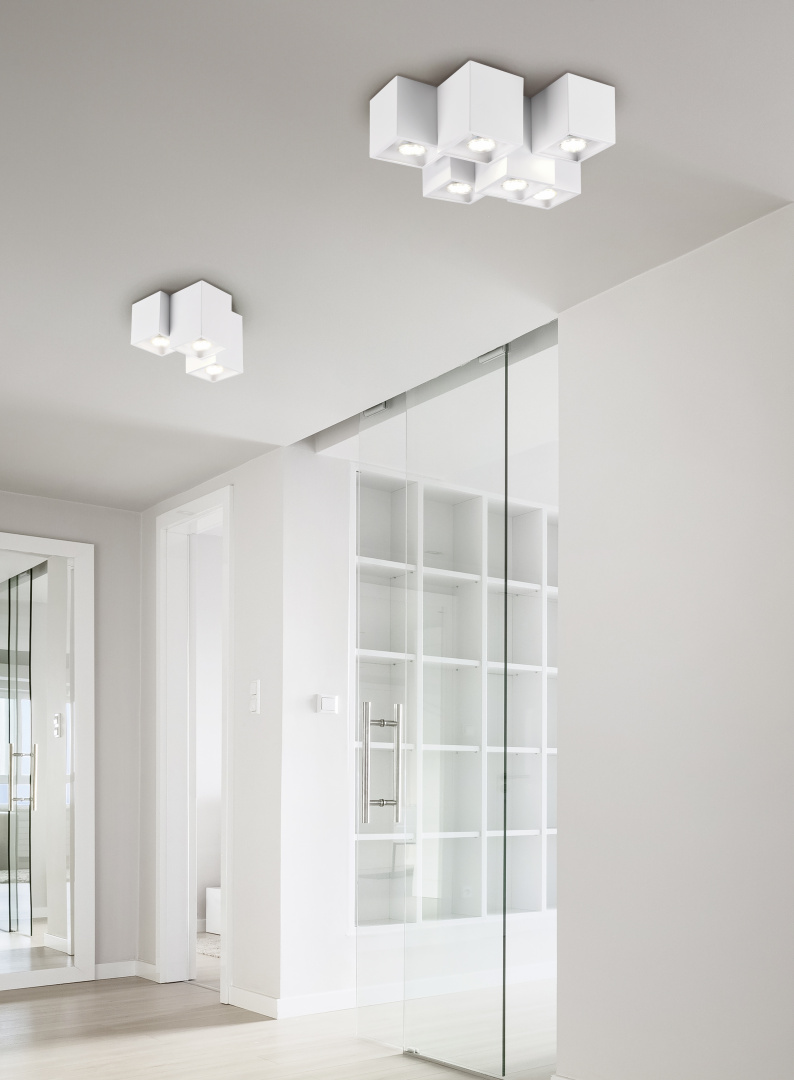 FERNANDO PLAFONIERA METALLO BIANCO OPACO 6 CUBETTI L. 37CM 