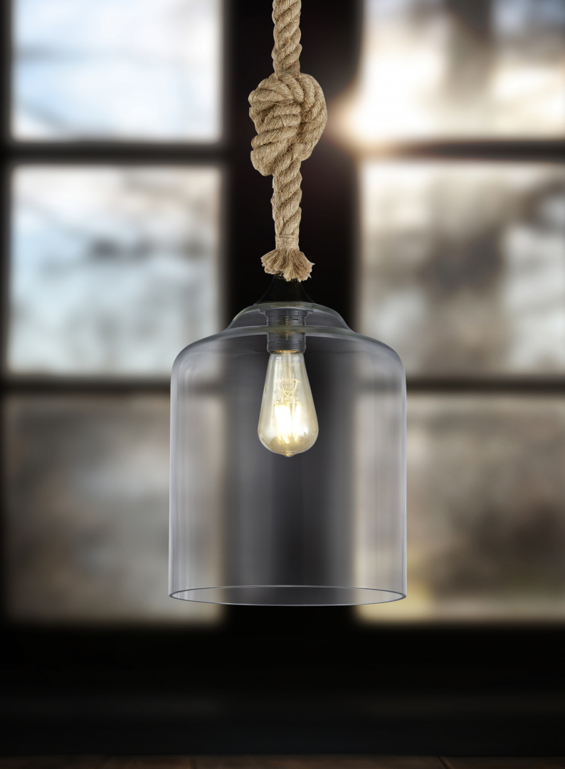 JUDITH SOSPENSIONE VETRO TRASPARENTE CON CORDA D. 24,5