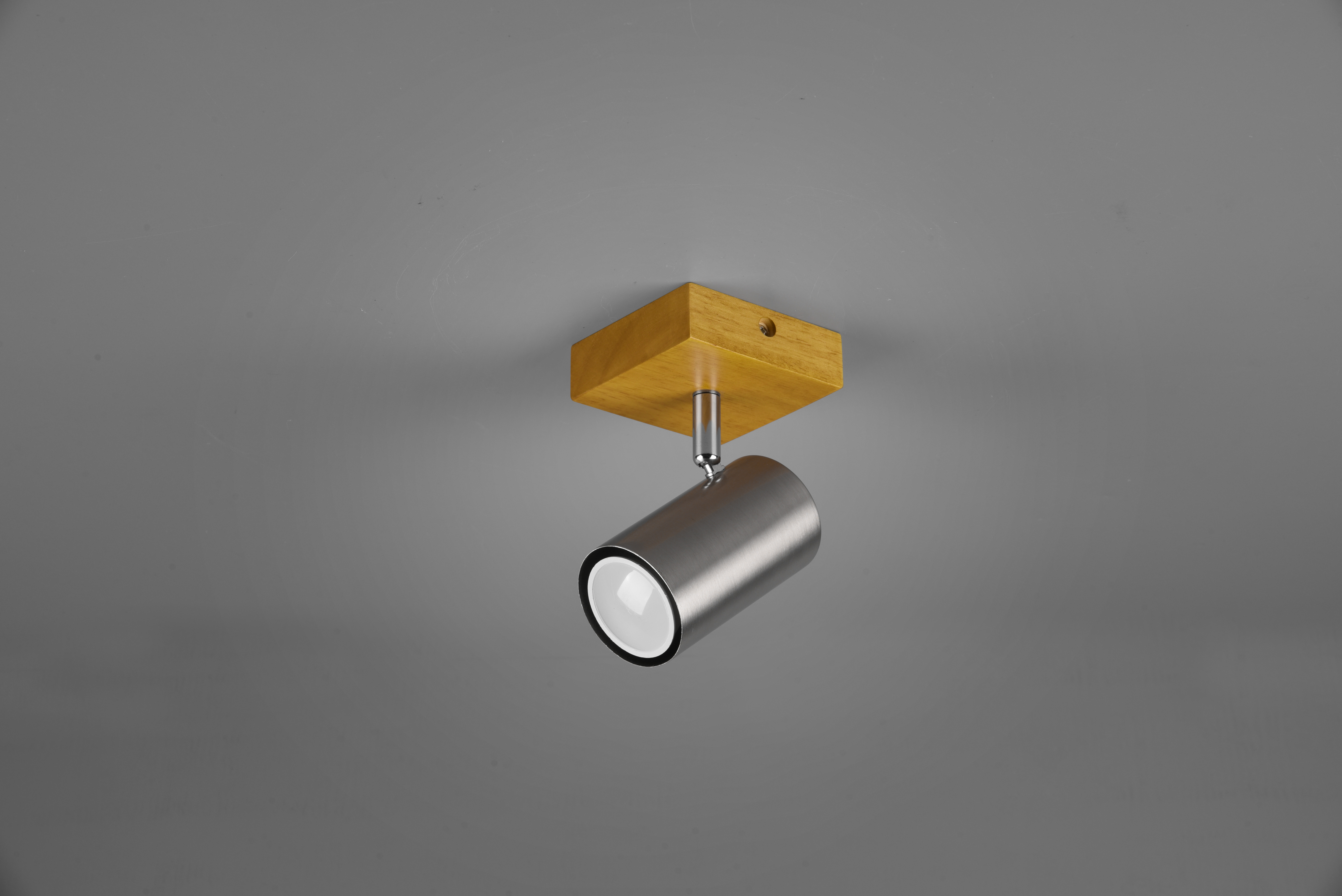 MARLEY BASE SPOT CIL. ACCIAIO BASE LEGNO NATURALE H. 16,5CM