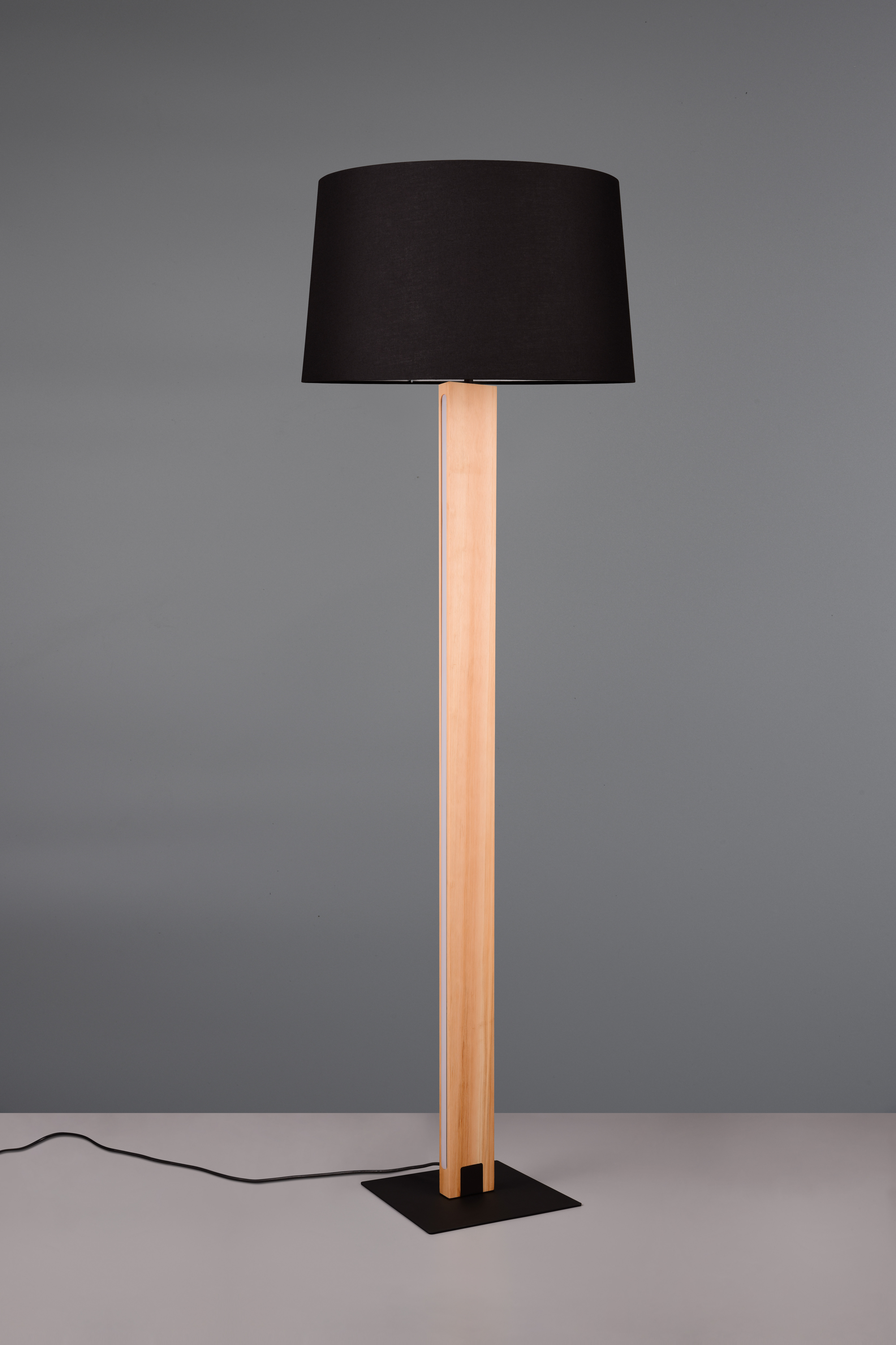 RAHUL PIANTANA TOUCH METALLO E PARALUME NERO E LEGNO CON LED H. 150CM