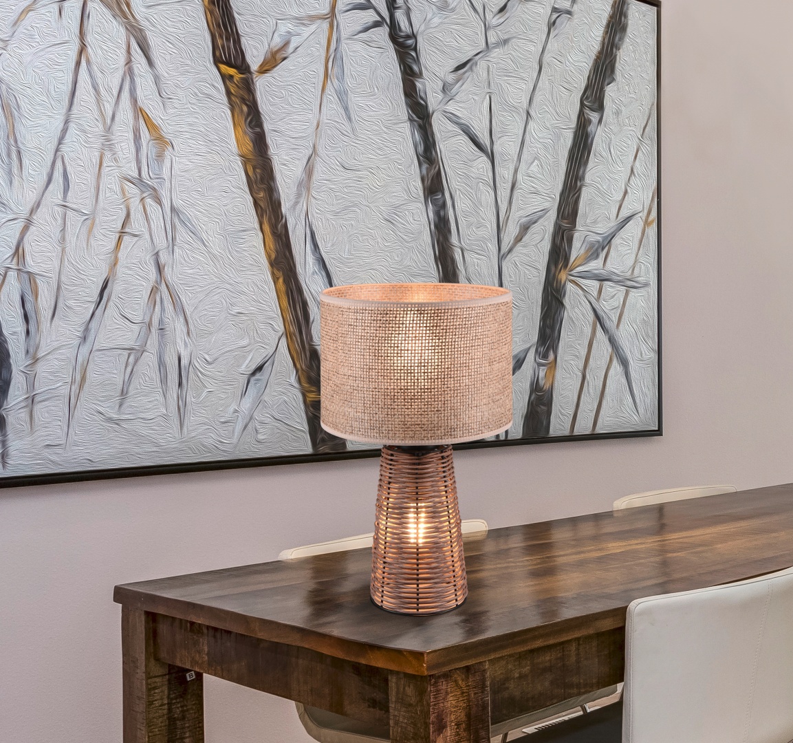 STRAW LAMPADA DA TAVOLO IN RATTAN COLORE NATURALE CON ILLUMINAZIONE ANCHE NELLA BASE H.40,5CM