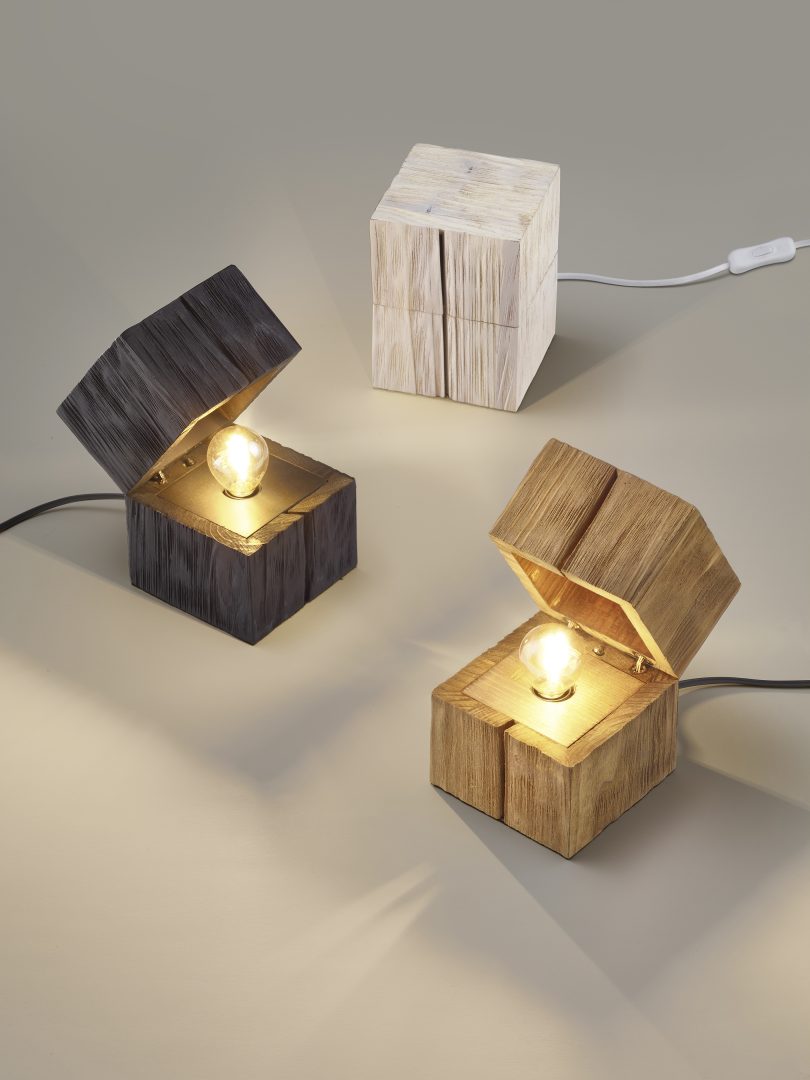 TREASURE LAMPADA DA TAVOLO E14-LED INCLUSA LEGNO BIANCO H. 16CM