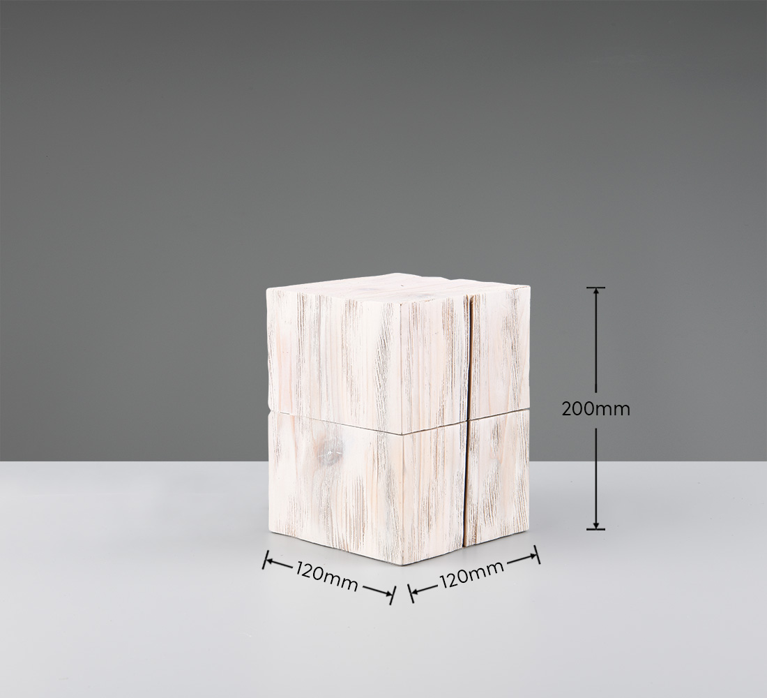 TREASURE LAMPADA DA TAVOLO E14-LED INCLUSA LEGNO BIANCO H. 16CM