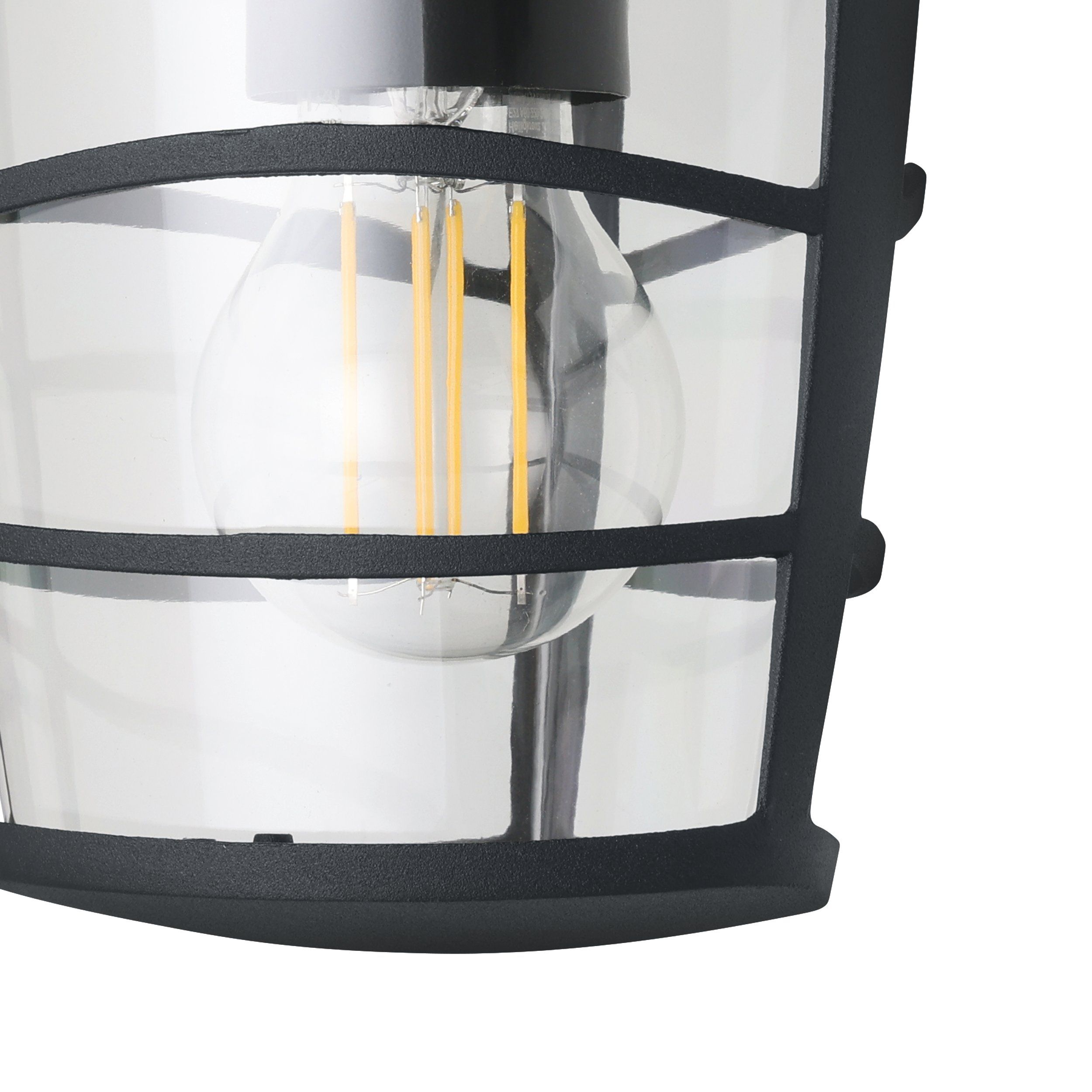 ALORIA - Applique - E27 1X60W - Struttura in alluminio fuso / finitura nero; Diffusore in plastica / finitura chiaro; Dotazione per installazione angolare  ; IP44;
L170 x 190 H225