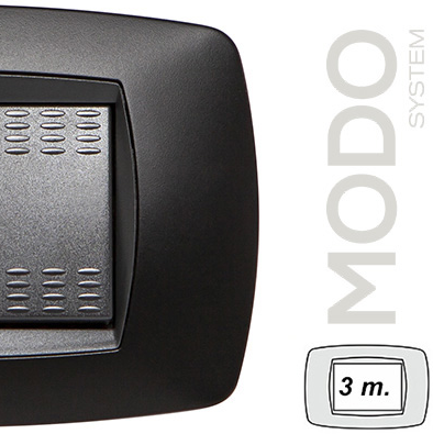 MODO PLACCA 3 POSTI NERO OPACO