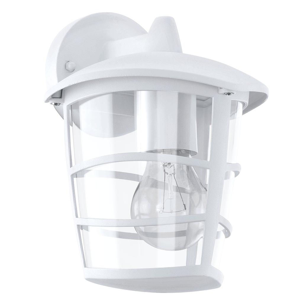 ALORIA - Applique - E27 1X60W - Struttura in alluminio fuso / finitura bianco; Diffusore in plastica / finitura chiaro; Dotazione per installazione angolare  ; IP44;
L170 x 190 H225