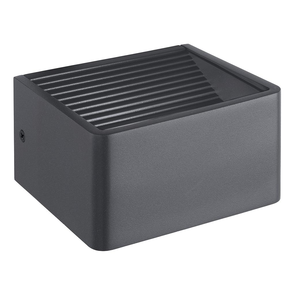 DONINNI 1 - Applique - LED 6,2W 3000K 550Lm inclusa - Struttura in alluminio / finitura antracite; Diffusore in plastica / finitura bianco; IP55;
L135 x 120 H75