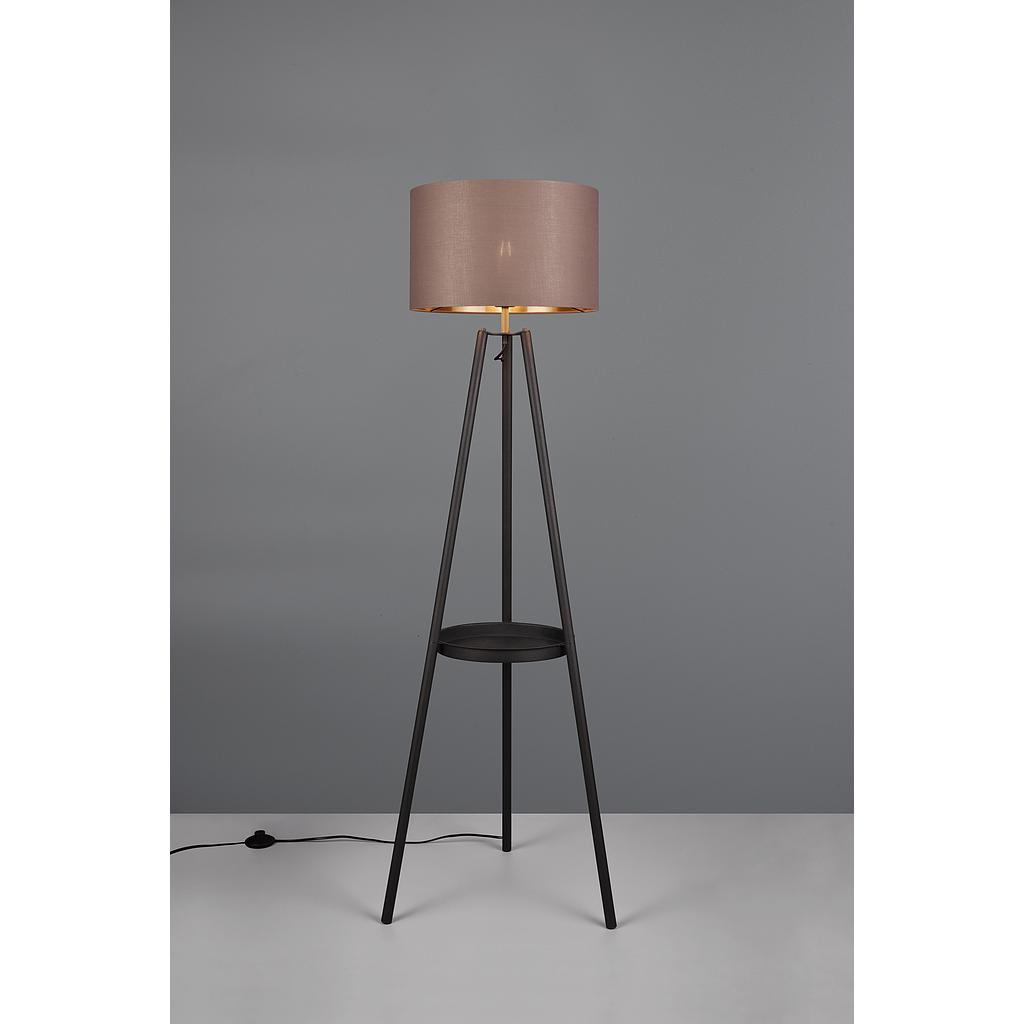 COLETTE PIANTANA 3 PIEDI CON TAVOLINO METALLO NERO E PARALUME TORTORA ED ORO H. 153CM