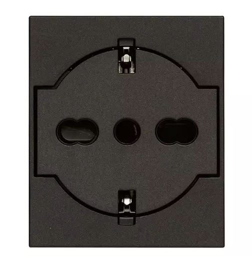 Presa 2P+T P40 universale a filo nero